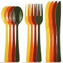 Kochorie 300 Pieces Fall Plastic Silverware, Disposable Plastic Utensils, Heavy Duty Cutlery Set Heavyweight Flatware Includes Spoons Forks Knives for Birthday Thanksgiving Harvest Party Supplies