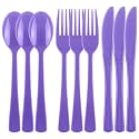 Kochorie 300 Pieces Purple Plastic Silverware, Disposable Plastic Utensils, Heavy Duty Cutlery Set Heavyweight Flatware Includes Spoons Forks Knives for Birthday Party Prom Night Wedding Dinner