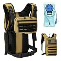 Koculemi Tactical Hydration Backpack with 2L Water Bladder and Front Small Tactical Pouch, Outdoor Water Backpack for Men Women, Sports Hydration Pack for Hiking, Cycling,Climbing