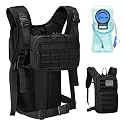 Koculemi Tactical Hydration Backpack with 2L Water Bladder and Front Small Tactical Pouch, Outdoor Water Backpack for Men Women, Sports Hydration Pack for Hiking, Cycling,Climbing