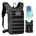 Koculemi Tactical Hydration Backpack with 2L Water Bladder and Front Small Tactical Pouch, Outdoor Water Backpack for Men Women, Sports Hydration Pack for Hiking, Cycling,Climbing