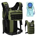 Koculemi Tactical Hydration Backpack with 2L Water Bladder and Front Small Tactical Pouch, Outdoor Water Backpack for Men Women, Sports Hydration Pack for Hiking, Cycling,Climbing