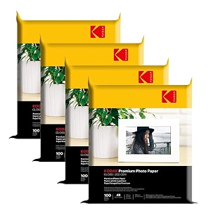 kodak 200 gsm 4r 4x6 glossy photo paper  water resistant pack of 4 x 100 sheets compatible with all inkjet printers