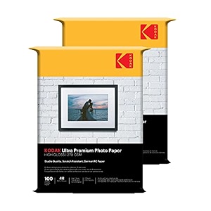 kodak 270 gsm 4r 4x6 glossy photo paper  waterproof pack of 2 x 100 sheets compatible with all inkjet printers