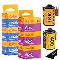 Kodak Ultramax 400 & Gold 200 35mm Film Bundle - 6 Rolls (36exp Each) - Includes Balveli Microfiber Cloth