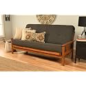 Kodiak Furniture Monterey Barbados Brown Futon Set, Full-size, No Drawers, Linen Charcoal Mattress