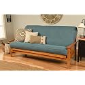 Kodiak Furniture Monterey Futon Set, No Drawers, with Butternut Base and Linen Aqua Mattress
