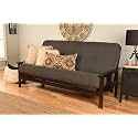 Kodiak Furniture Monterey Futon Set, No Drawers, with Espresso Base and Linen Charcoal Mattress