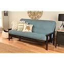 Kodiak Furniture Monterey Futon Set, No Drawers, with Espresso Base and Linen Aqua Mattress