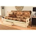 Kodiak Furniture Monterey Futon Set with Storage Drawers, with Antique White Base and Canadian Mattress
