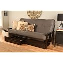Kodiak Furniture Monterey Futon Set with Storage Drawers, with Espresso Base and Suede Grey Mattress