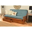 Kodiak Furniture Monterey Futon Set with Storage Drawers, with Barbados Base and Linen Aqua Mattress