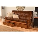 Kodiak Furniture Monterey Futon Set with Storage Drawers, with Barbados Base and Oregon Trail Saddle Mattress