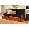 Kodiak Furniture Monterey Futon Set with Storage Drawers, with Barbados Base and Suede Black Mattress