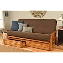 Kodiak Furniture Monterey Futon Set with Storage Drawers, with Butternut Base and Linen Cocoa Mattress