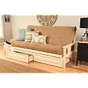 Kodiak Furniture Monterey Futon Set with Storage Drawers, with Antique White Base and Suede Peat Mattress