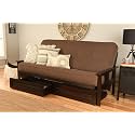 Kodiak Furniture Monterey Futon Set with Storage Drawers, with Espresso Base and Linen Cocoa Mattress