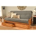 Kodiak Furniture Monterey Futon Set with Storage Drawers, with Butternut Base and Marmont Thunder Mattress
