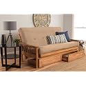 Kodiak Furniture Monterey Futon Set with Storage Drawers, with Butternut Base and Suede Peat Mattress