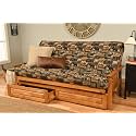 Kodiak Furniture Monterey Futon Set with Storage Drawers, with Butternut Base and Peter's Cabin Mattress