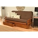 Kodiak Furniture Monterey Futon Set with Storage Drawers, with Barbados Base and Linen Cocoa Mattress