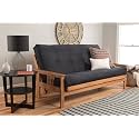 Kodiak Furniture Monterey Futon Set with Storage Drawers, with Butternut Base and Suede Black Mattress