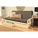 Kodiak Furniture Monterey Futon Set with Storage Drawers, with Antique White Base and Suede Grey Mattress