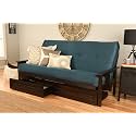 Kodiak Furniture Monterey Futon Set with Storage Drawers, with Espresso Base and Suede Navy Mattress