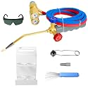 Brazing Torch Kit for MAPP Gas & Propane, Brass & Stainless Steel Cutting Torch Kit with Dual Pressure Meters & Metal Case, Welding Torch Set for Soldering, Jewelry, HVAC, Glass Blowing