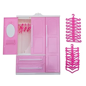 doll wardrobe closet dollhouse furniture accessories 20 pieces hangers clothing organizer for dolls