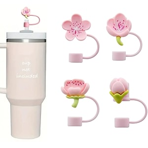 kofati 4pcs flower straw covers silicone caps for 10mm tumbler straws
