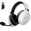 KOFIRE Wireless Gaming Headset with 3D Surround Sound, 2.4G Wireless Gaming Headphones with Bluetooth 5.4, ENC Noise Canceling Mic, 50MM Drivers, 65H Battery Headset for PS5, PS4, PC, Mac, White