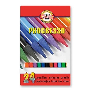 koh-i-noor progresso woodless artist39s coloured pencils - set of 24 assorted colours