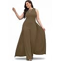 KOH KOH Womens Sleeveless Flattering Dressy Long Pant Cape Elegant Jumpsuit