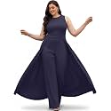 KOH KOH Womens Sleeveless Flattering Dressy Long Pant Cape Elegant Jumpsuit