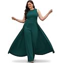 KOH KOH Womens Sleeveless Flattering Dressy Long Pant Cape Elegant Jumpsuit