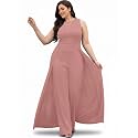 KOH KOH Womens Sleeveless Flattering Dressy Long Pant Cape Elegant Jumpsuit