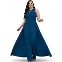KOH KOH Womens Sleeveless Flattering Dressy Long Pant Cape Elegant Jumpsuit