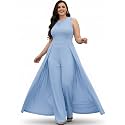KOH KOH Womens Sleeveless Flattering Dressy Long Pant Cape Elegant Jumpsuit