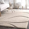 for Home &amp; Bedroom Shaggy Modern Rug Soft Handwoven Design Shag Collection with 4x6 feet (120 x 180 cm) Ivory Color 5 cm Pile Height for Living Room|Home and Bedroom