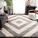 Shaggy Modern Rug Soft Handwoven Design shagg with 8x8 feet (240 x 240 cm) Ivory Color 5 cm Pile Height for Living Room|Home and Bedroom