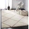Shaggy Modern Rug Soft Handwoven for Home Shag Collection with 3x5 feet (90 x 150 cm) Ivory Color 5 cm Pile Height for Living Room|Home and Bedroom