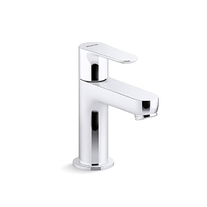 kohler july pillar tap  bathroom basin faucet  solid brass build  splash-free aerator  50 year cartridge life  corrosion resistant  polished chrome finish  3 year warranty