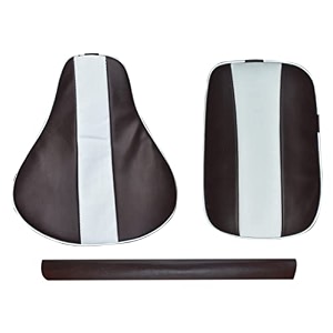 brown amp white lining seat cover with back rest foam combo compatible with classic350500cc 2012-2020