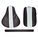 Brown &amp; White Lining Seat Cover with Back Rest Foam Combo Compatible with Classic350/500cc (2012-2020)