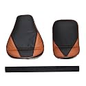 Black &amp; Tan Extra Comfort Seat Cover with Back Rest Foam Combo Compatible with RE Classic 350/500cc 2012 to 2020 Modles