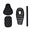 Black Diamond Cut Design Seat Cover with Tank Cover +Back Rest Foam Combo Compatible with Classic350/500cc (2012-2020)