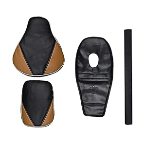 black amp tan seat cover with tank cover back rest foam combo set compatible with classic 350500cc 2012-2020