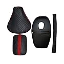 Seat Cover with Tank Cover + Back Rest Foam Combo Compatible with Classic 350/500cc (2012-2020) (Red &amp; Black)