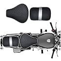 Stylish Diamond Cut Design Seat Cover for RE Classic 350/500cc (Silver with Black) | Leather